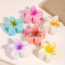 Clame pentru prins parul tip cleste CLM025GG, set 6 bucati Flori medii in stil Hawaiane 